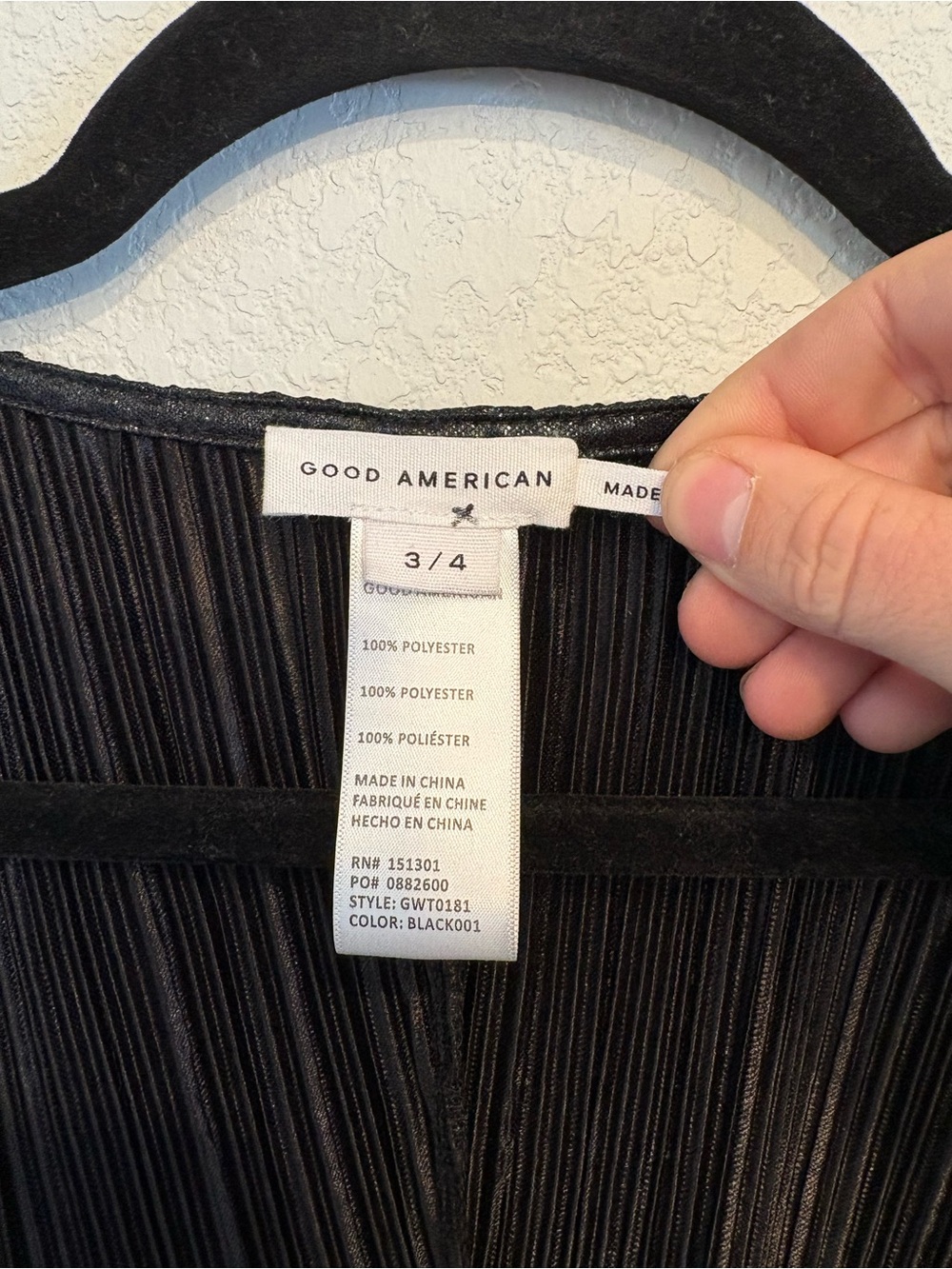 Good American Metallic Plissé Peplum Top Black Silver Pleated Blouse Size 3/4 - Picture 4 of 15